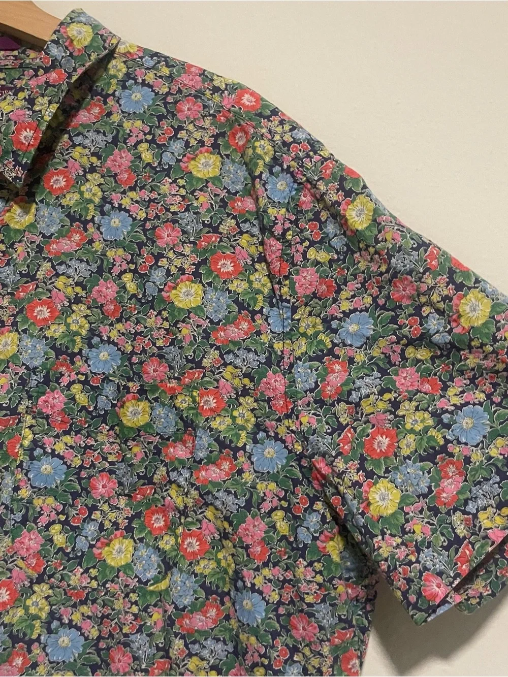 J. Crew Multicolor Floral Short-Sleeve Point-Collar Shirt Liberty Print, Size XL